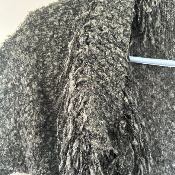 Long, open grey heather cardigan with fringe - Picture 8 of 9